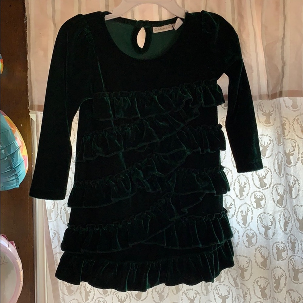 Green velvet dress